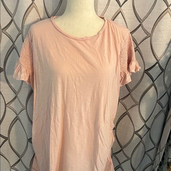 Gap Maternity Top XXL Pink Rouched Short Sleeve Women's Top - Picture 3 of 7